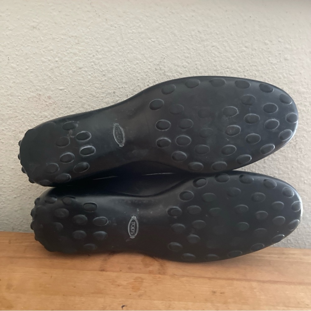 Tods Womens Driving Sneaker Black   Leather Lace Up Bowling/Walking Shoes Sz 8. - Picture 7 of 9